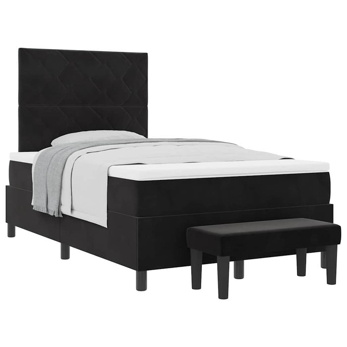 Pat cu arcuri cu saltea cu headboard Negru 120 x 200 cm Catifea - WALTI WALTI