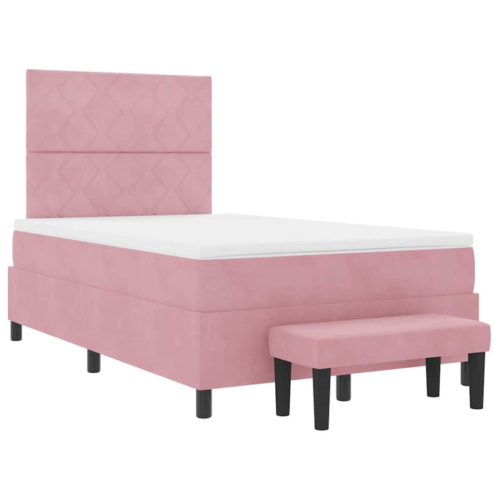 Pat cu arcuri cu headboard Roz 200 x 120 cm Catifea WALTI