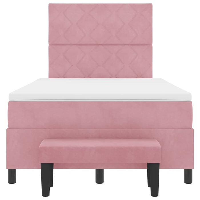 Pat cu arcuri cu headboard Roz 200 x 120 cm Catifea WALTI