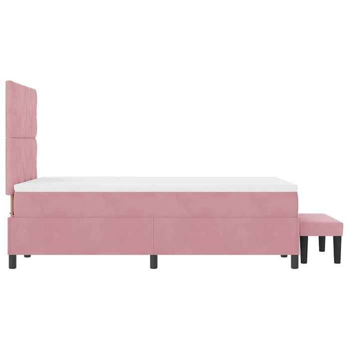 Pat cu arcuri cu headboard Roz 200 x 120 cm Catifea WALTI