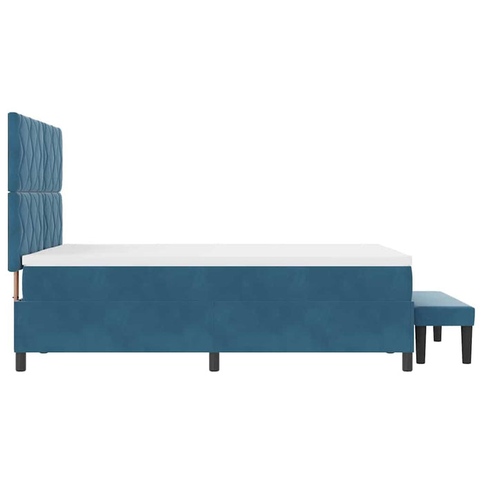 Pat cu arcuri cu headboard Albastru închis 190 x 140 cm Catifea WALTI