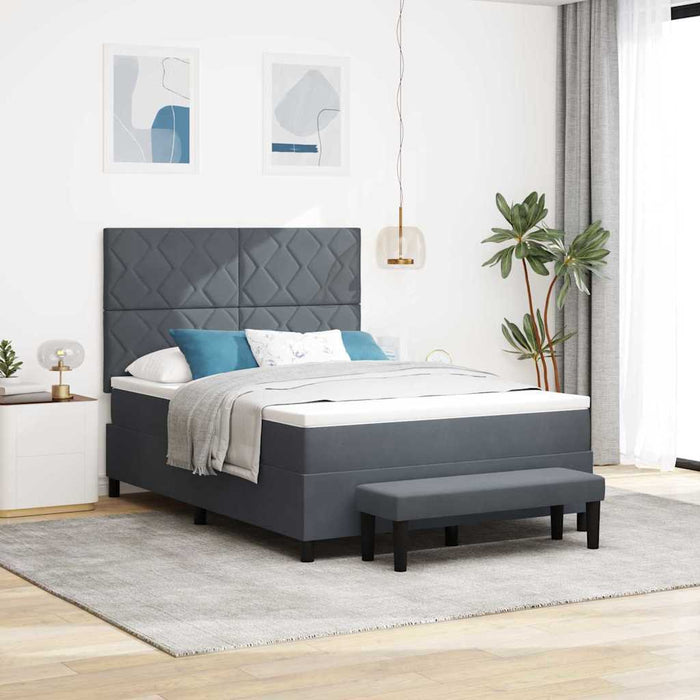 Pat cu arcuri cu headboard Gri închis 200 x 140 cm Catifea WALTI