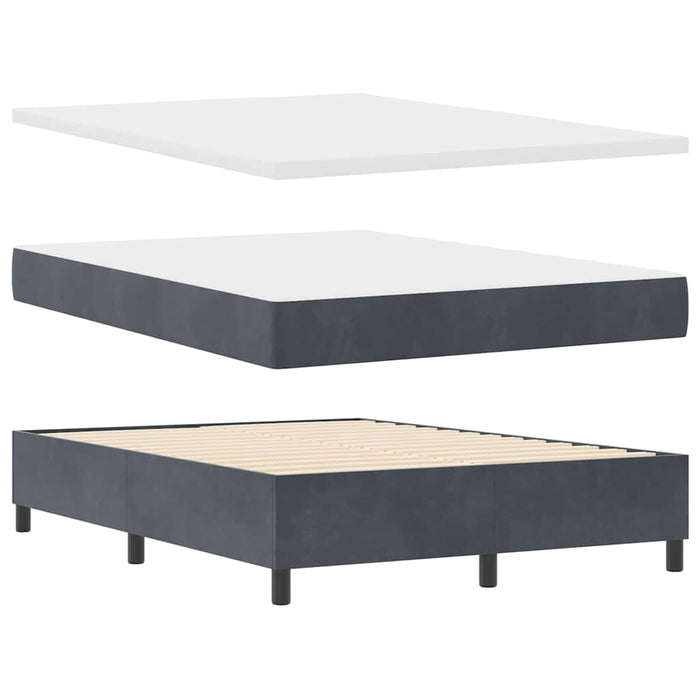 Pat cu arcuri cu headboard Gri închis 200 x 140 cm Catifea WALTI