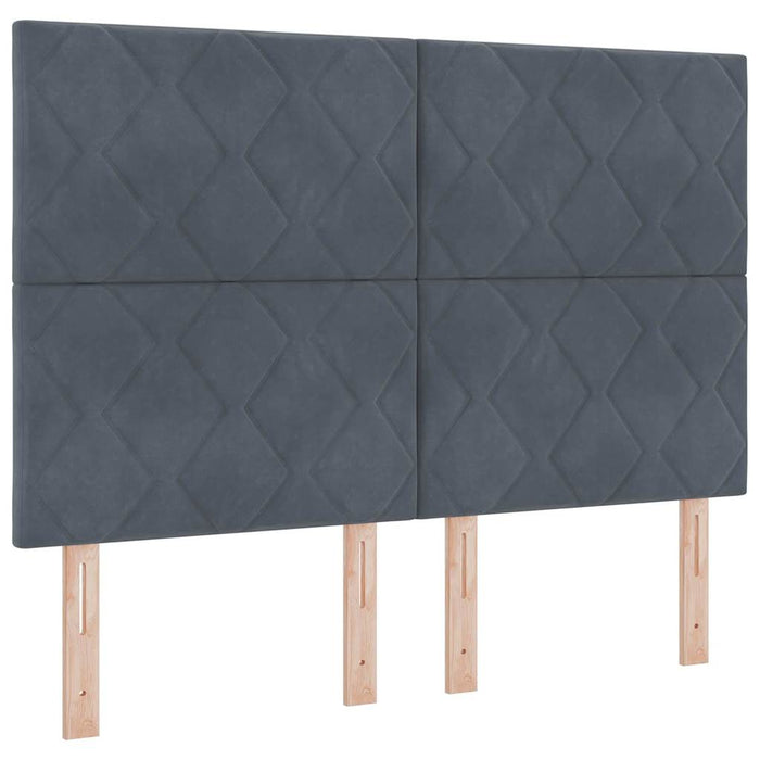 Pat cu arcuri cu headboard Gri închis 200 x 140 cm Catifea WALTI