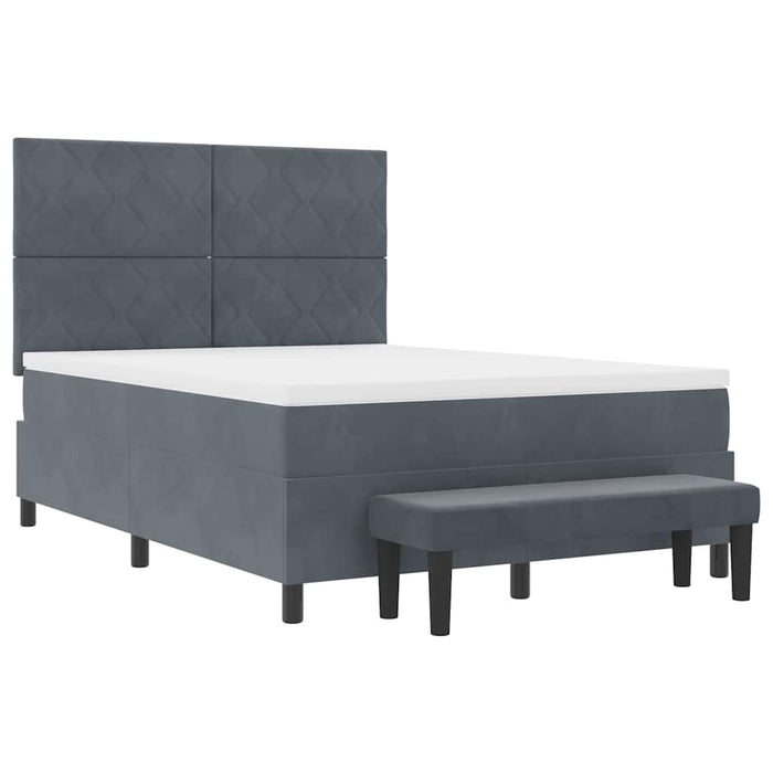 Pat cu arcuri cu headboard Gri închis 200 x 140 cm Catifea WALTI