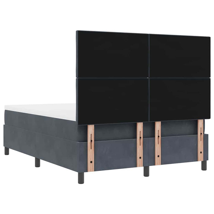Pat cu arcuri cu headboard Gri închis 200 x 140 cm Catifea WALTI