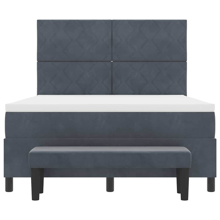 Pat cu arcuri cu headboard Gri închis 200 x 140 cm Catifea WALTI