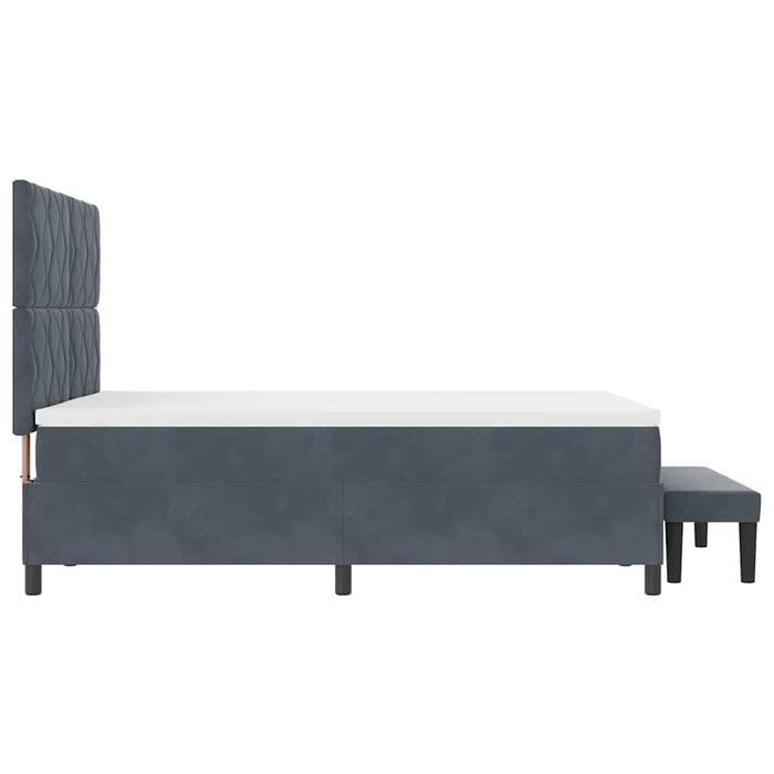 Pat cu arcuri cu headboard Gri închis 200 x 140 cm Catifea WALTI