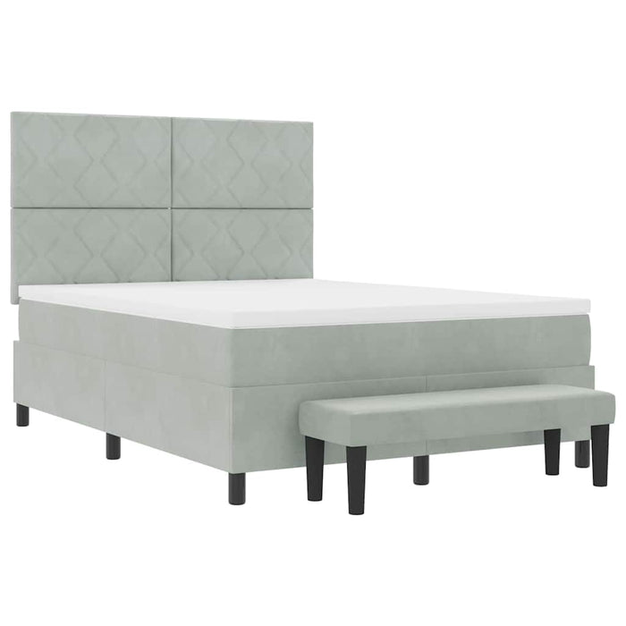 Pat cu arcuri cu headboard Gri deschis 200 x 160 cm Catifea WALTI