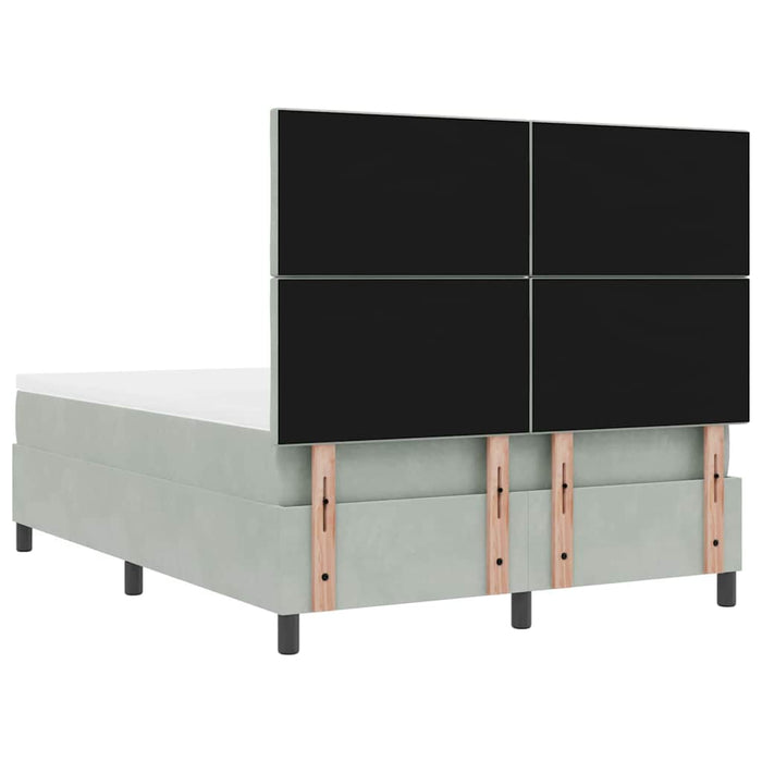Pat cu arcuri cu headboard Gri deschis 200 x 160 cm Catifea WALTI