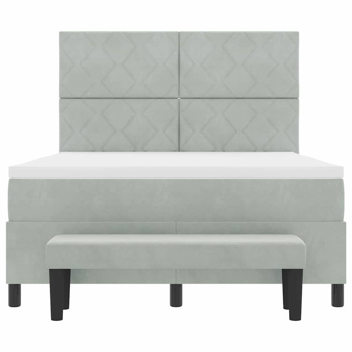 Pat cu arcuri cu headboard Gri deschis 200 x 160 cm Catifea WALTI