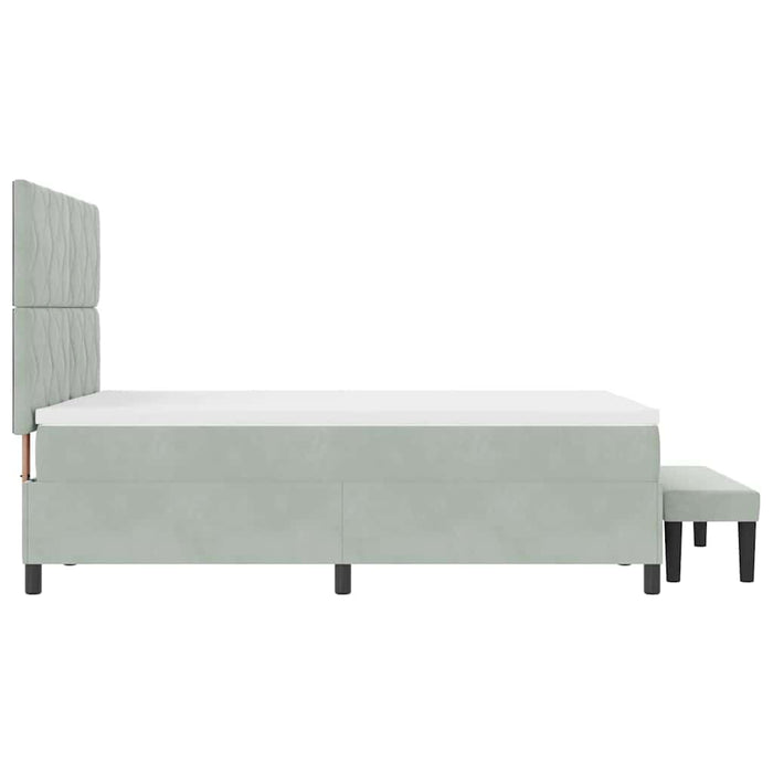 Pat cu arcuri cu headboard Gri deschis 200 x 160 cm Catifea WALTI