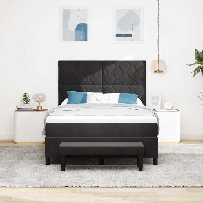 Pat cu arcuri cu headboard Negru 200 x 160 cm Catifea WALTI
