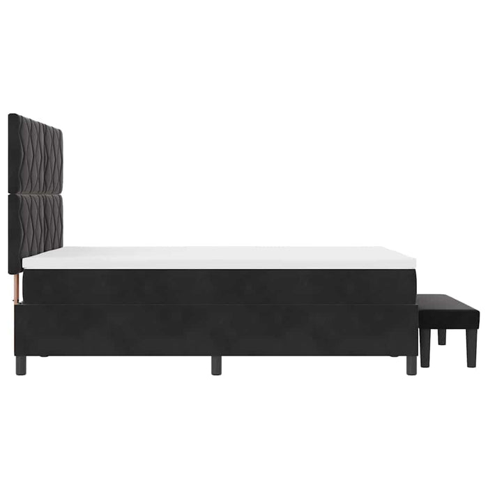 Pat cu arcuri cu headboard Negru 200 x 160 cm Catifea WALTI