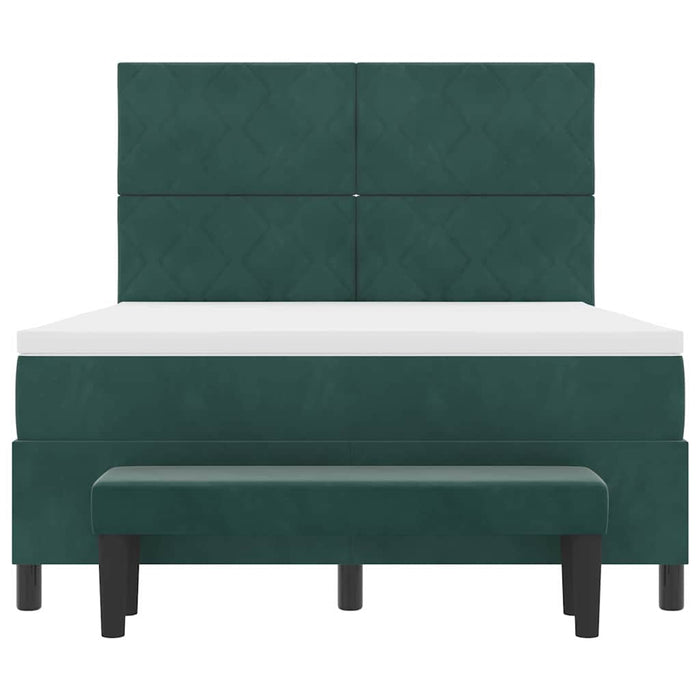 Pat cu arcuri cu headboard Verde închis 200 x 160 cm Catifea - WALTI WALTI