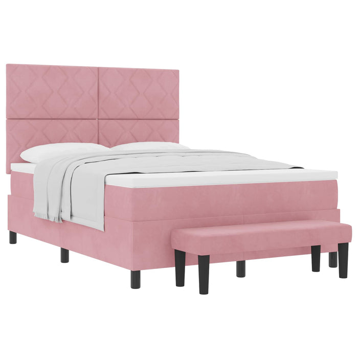 Pat cu arcuri cu headboard Roz 200 x 160 cm Catifea - WALTI WALTI