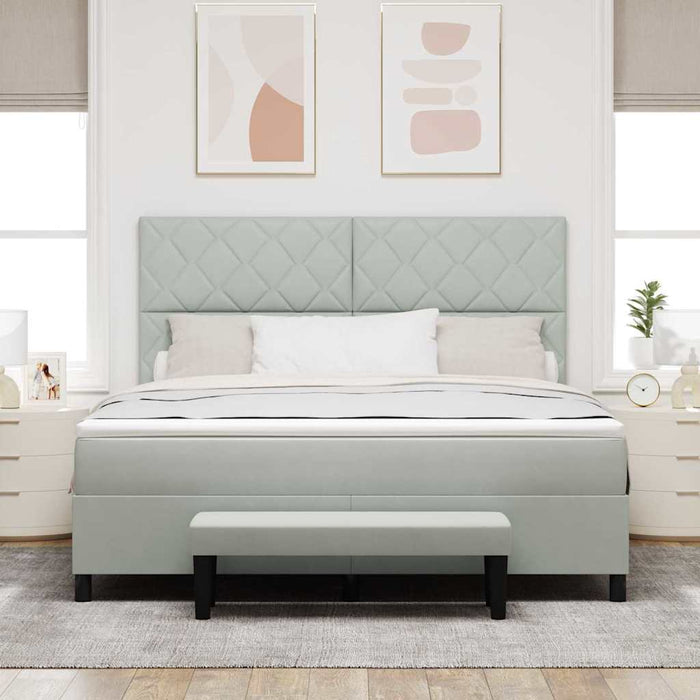Pat cu arcuri cu headboard Gri deschis 200 x 180 cm Catifea WALTI