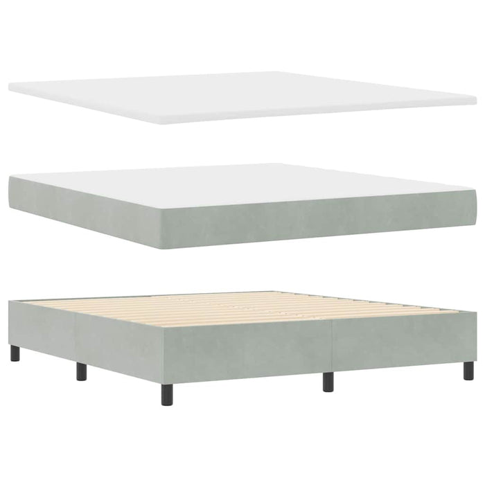 Pat cu arcuri cu headboard Gri deschis 200 x 180 cm Catifea WALTI