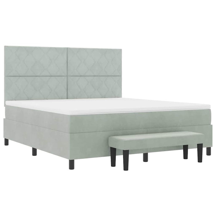 Pat cu arcuri cu headboard Gri deschis 200 x 180 cm Catifea WALTI