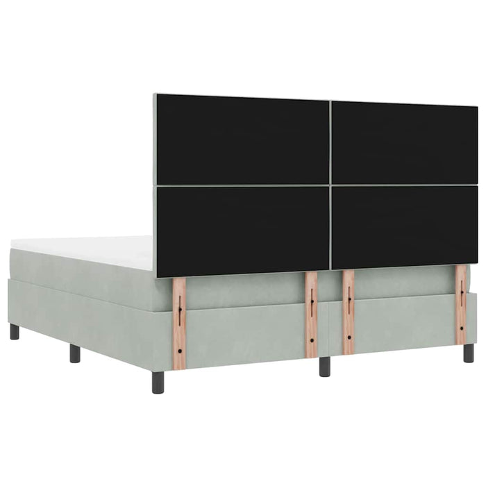Pat cu arcuri cu headboard Gri deschis 200 x 180 cm Catifea WALTI