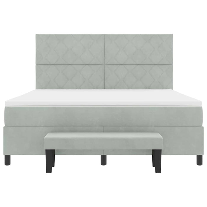 Pat cu arcuri cu headboard Gri deschis 200 x 180 cm Catifea WALTI
