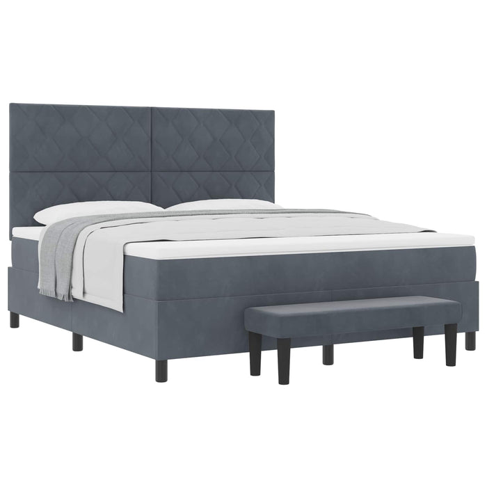 Pat cu arcuri cu headboard Gri închis 200 x 180 cm Catifea - WALTI WALTI