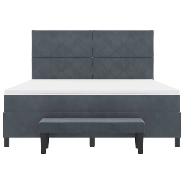 Pat cu arcuri cu headboard Gri închis 200 x 180 cm Catifea - WALTI WALTI