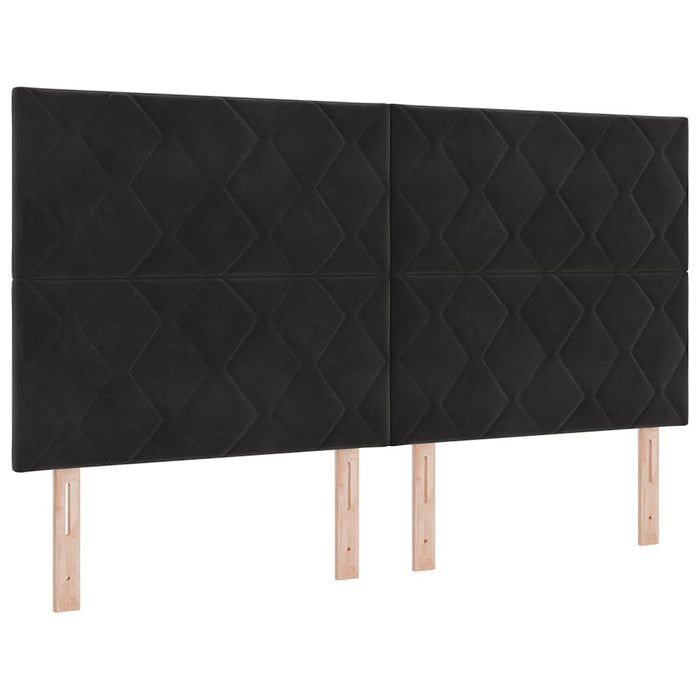 Pat cu arcuri cu headboard Negru 200 x 180 cm Catifea WALTI