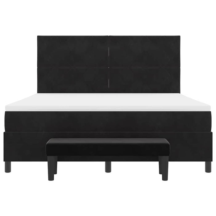 Pat cu arcuri cu headboard Negru 200 x 180 cm Catifea WALTI