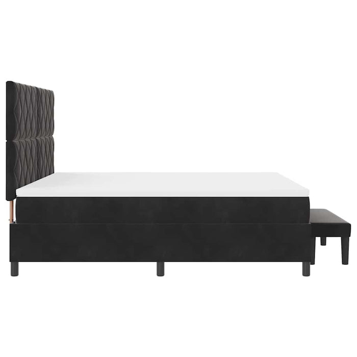 Pat cu arcuri cu headboard Negru 200 x 180 cm Catifea WALTI
