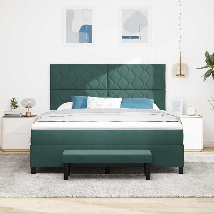 Pat cu arcuri cu headboard Verde închis 200 x 180 cm Catifea WALTI