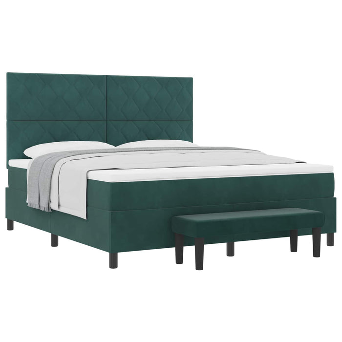 Pat cu arcuri cu headboard Verde închis 200 x 180 cm Catifea WALTI