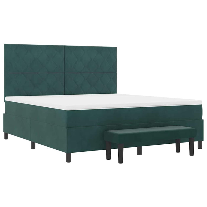Pat cu arcuri cu headboard Verde închis 200 x 180 cm Catifea WALTI