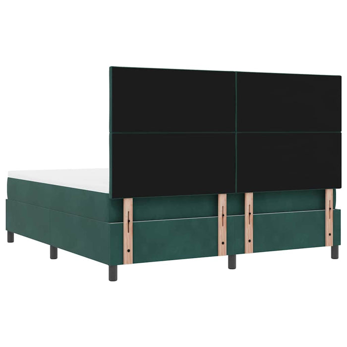 Pat cu arcuri cu headboard Verde închis 200 x 180 cm Catifea WALTI