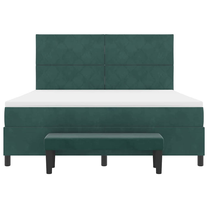 Pat cu arcuri cu headboard Verde închis 200 x 180 cm Catifea WALTI
