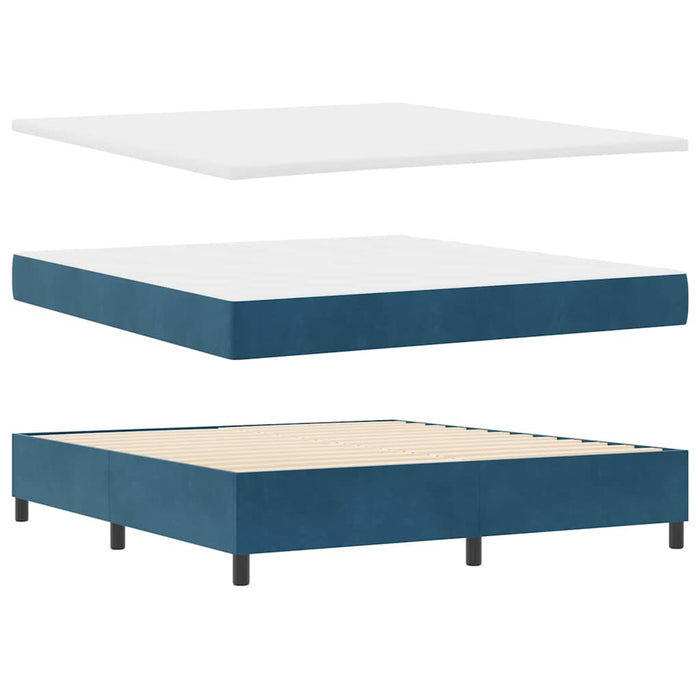 Pat cu arcuri cu headboard Albastru închis 200 x 180 cm Catifea - WALTI WALTI