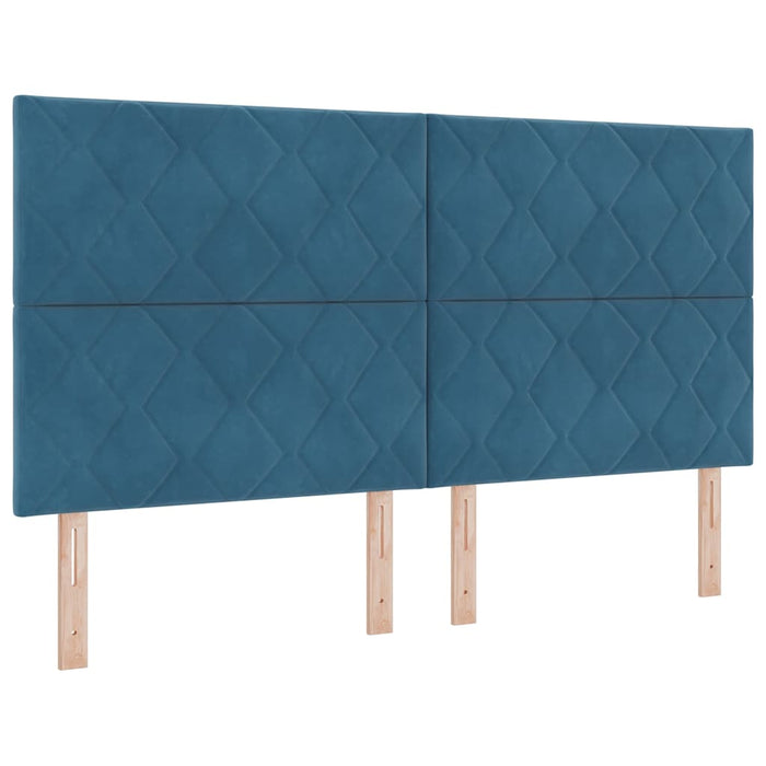 Pat cu arcuri cu headboard Albastru închis 200 x 180 cm Catifea - WALTI WALTI