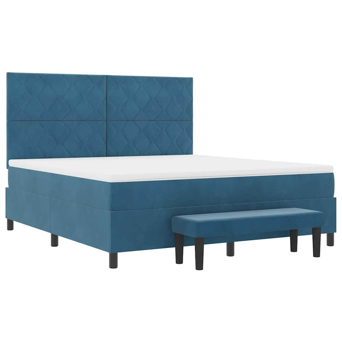 Pat cu arcuri cu headboard Albastru închis 200 x 180 cm Catifea - WALTI WALTI