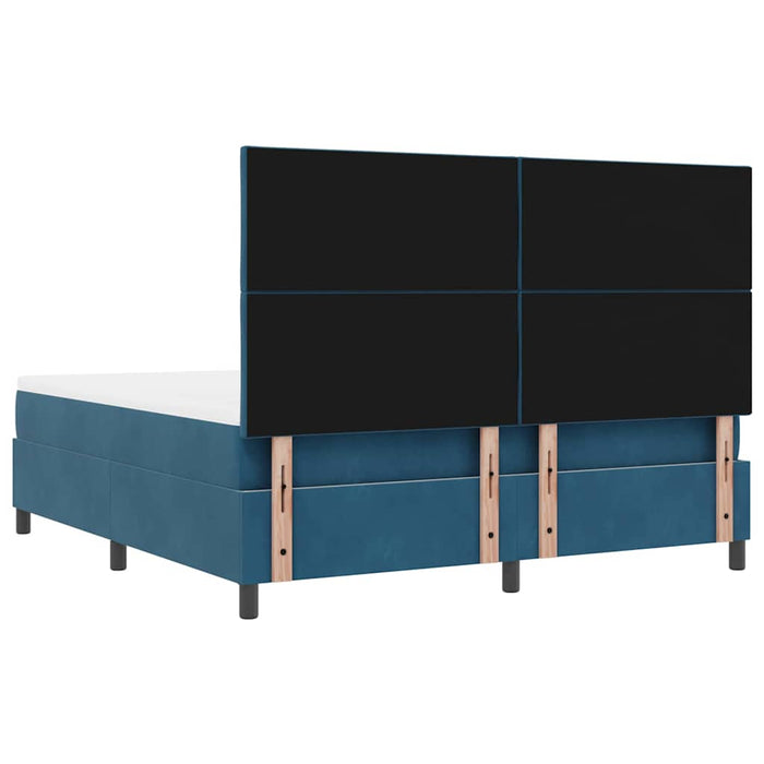 Pat cu arcuri cu headboard Albastru închis 200 x 180 cm Catifea - WALTI WALTI