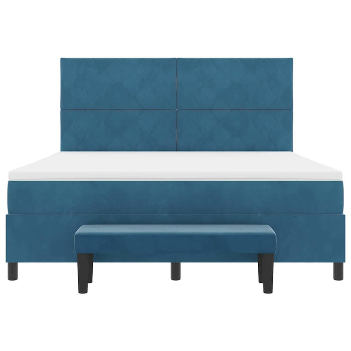 Pat cu arcuri cu headboard Albastru închis 200 x 180 cm Catifea - WALTI WALTI