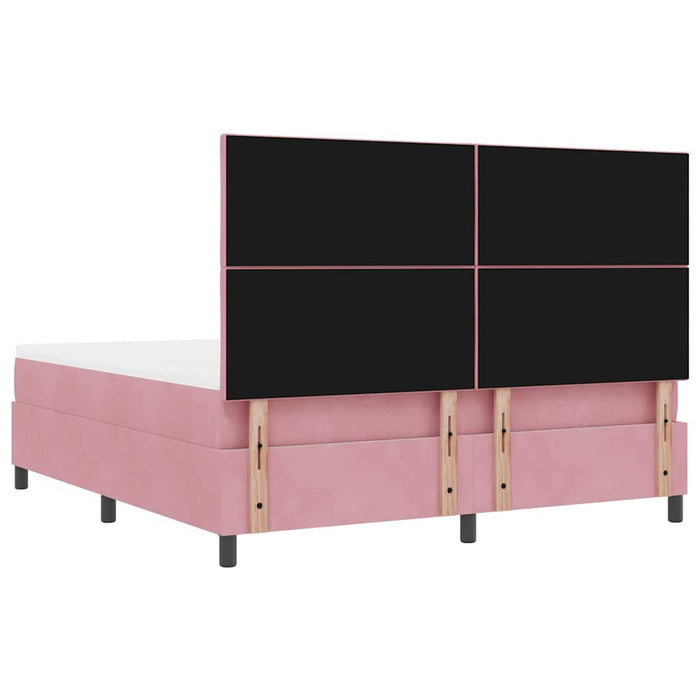 Pat cu arcuri cu headboard Roz 200 x 180 cm Catifea WALTI