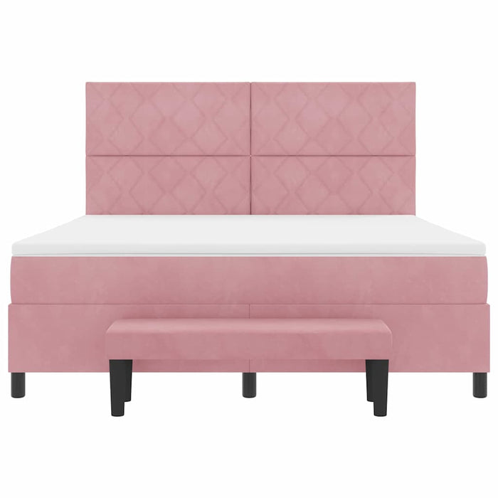 Pat cu arcuri cu headboard Roz 200 x 180 cm Catifea WALTI
