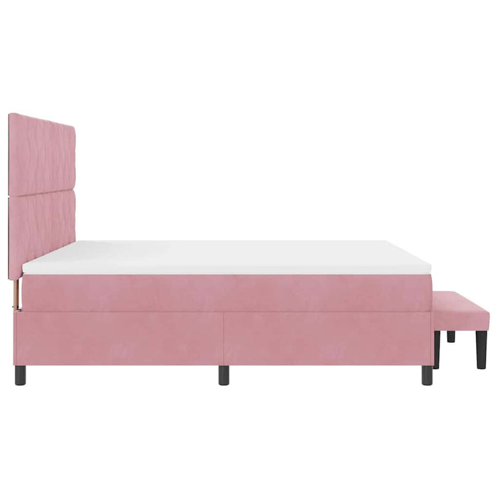 Pat cu arcuri cu headboard Roz 200 x 180 cm Catifea WALTI