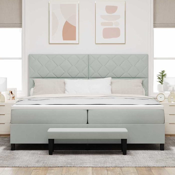 Pat cu arcuri cu headboard Gri deschis 200 x 200 cm Catifea - WALTI WALTI