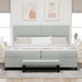Pat cu arcuri cu headboard Gri deschis 200 x 200 cm Catifea - WALTI WALTI