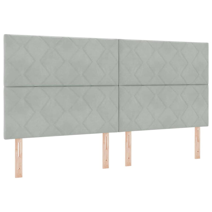 Pat cu arcuri cu headboard Gri deschis 200 x 200 cm Catifea - WALTI WALTI