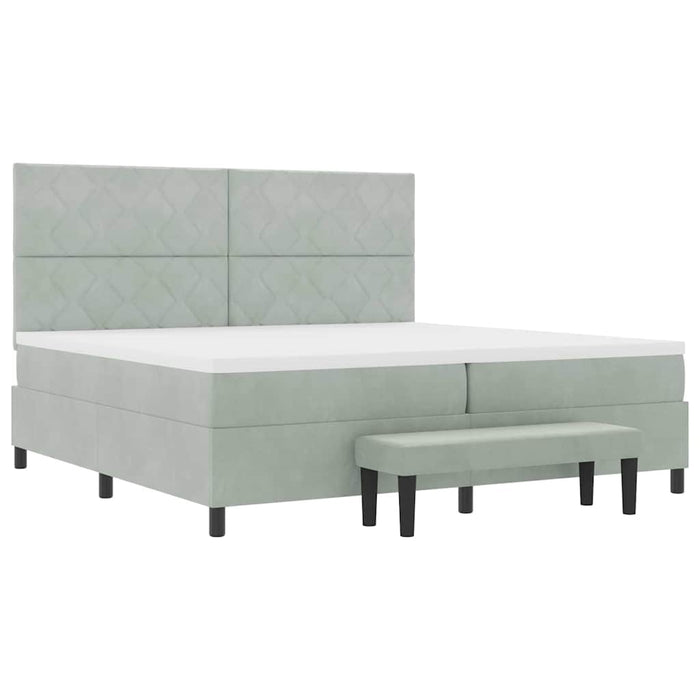 Pat cu arcuri cu headboard Gri deschis 200 x 200 cm Catifea - WALTI WALTI