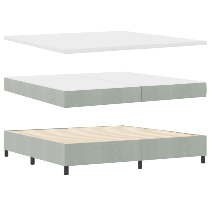 Pat cu arcuri cu headboard Gri deschis 200 x 200 cm Catifea - WALTI WALTI
