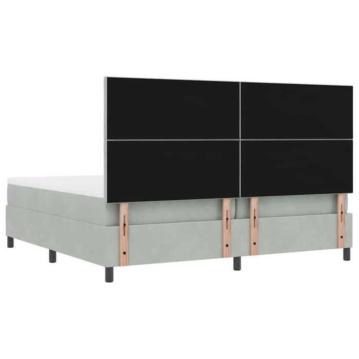 Pat cu arcuri cu headboard Gri deschis 200 x 200 cm Catifea - WALTI WALTI