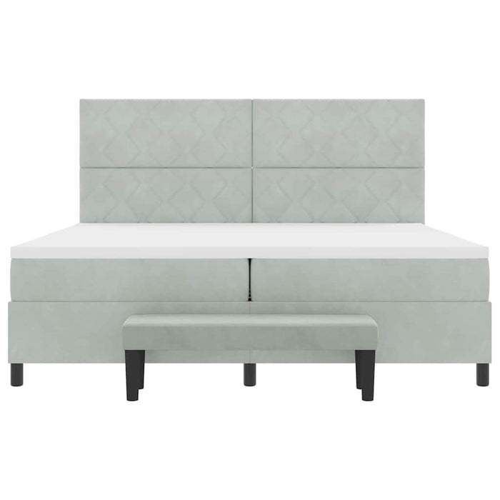 Pat cu arcuri cu headboard Gri deschis 200 x 200 cm Catifea - WALTI WALTI